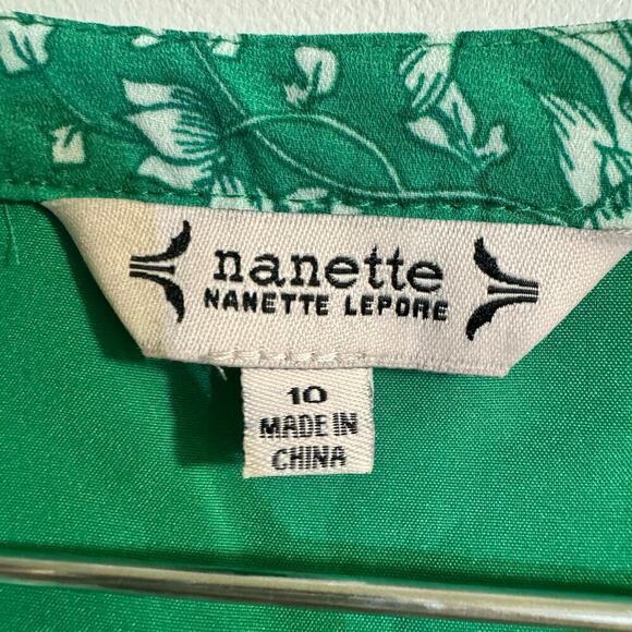 NWT Nanette Lepore V-Neck Short Sleeve Tie Waist Floral A-Line Crepe Dress 10 - Picture 10 of 12